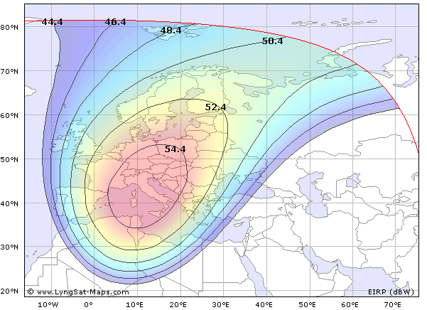 Vyzařovací diagram Intelsat 10-02