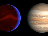 Porovnání velikostí exoplanety HD 80606 b a Jupiteru (foto: Aldaron, wikimedia.org)