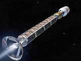 Takto by mohla vypadat raketa poháněná antihmotou (foto: NASA)