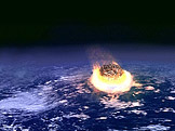 Ilustrace dopadu meteoritu na Zemi (foto: NASA, wikimedia.org)