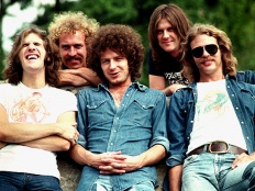Eagles, zleva Glenn Frey, Bernie Leadon, Don Henley, Randy Meissner, Don Felder, cca 1. pol. 70. let
