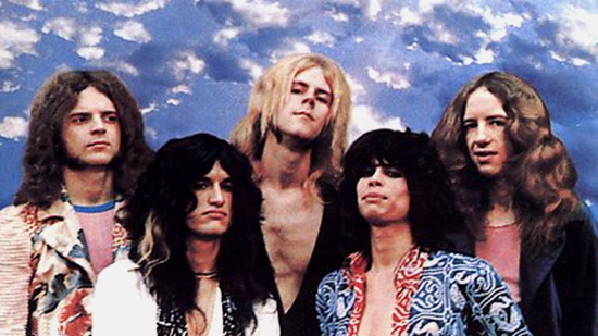 Aerosmith, zleva Joey Kramer, Joe Perry, Tom Hamilton, Steven Tyler, Brad Whitford, cca 1973