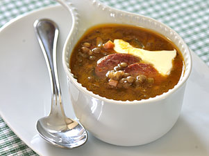 Francouzská čočková polévka