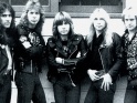 Iron Maiden, zleva Steve Harris, Clive Burr, Bruce Dickinson, Dave Murray, Adrian Smith, cca 1983
