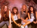 Metallica, zleva Cliff Burton, Lars Ulrich, James Hetfield, Kirk Hammett, pol. 80. let